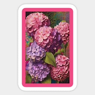 Pink hydrangeas art Sticker